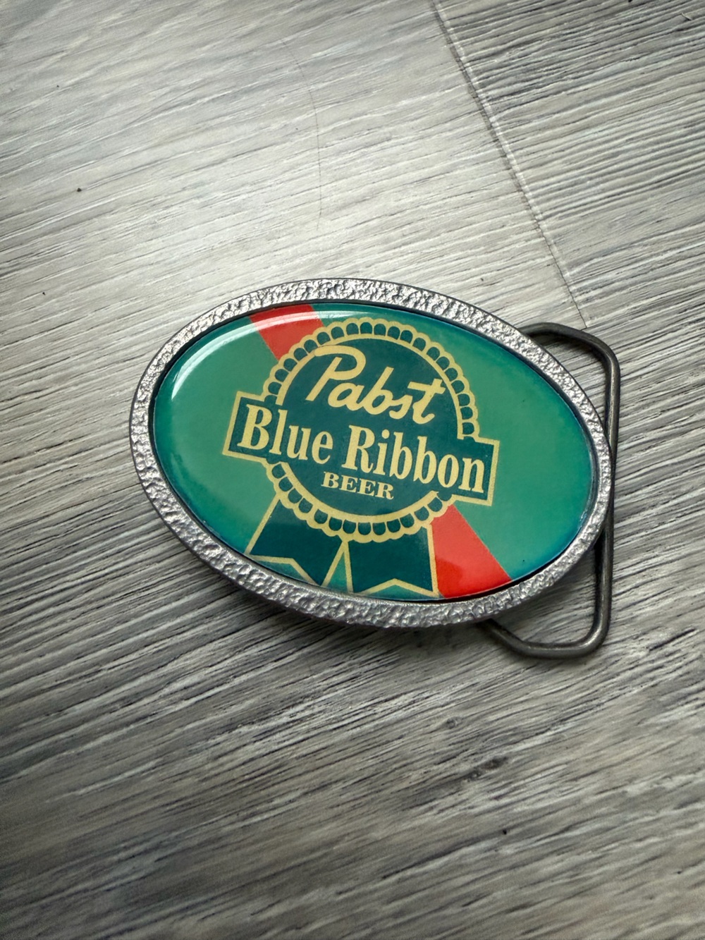 Pabst Blue Ribbon Oval Pin / Badge - Teal, Red, Gold
